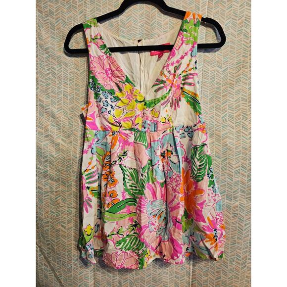 LILLY PULITZER Target Multicolor Tank Blouse NOSEY POSIE MED 100% RAYON - Picture 1 of 7